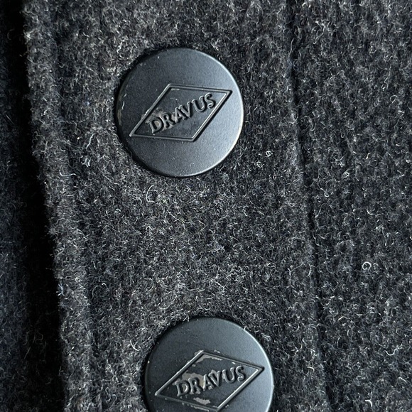 Dravus Varsity Letterman Jacket Mens Large Black Gray Snap Button Up Wool - Picture 4 of 13